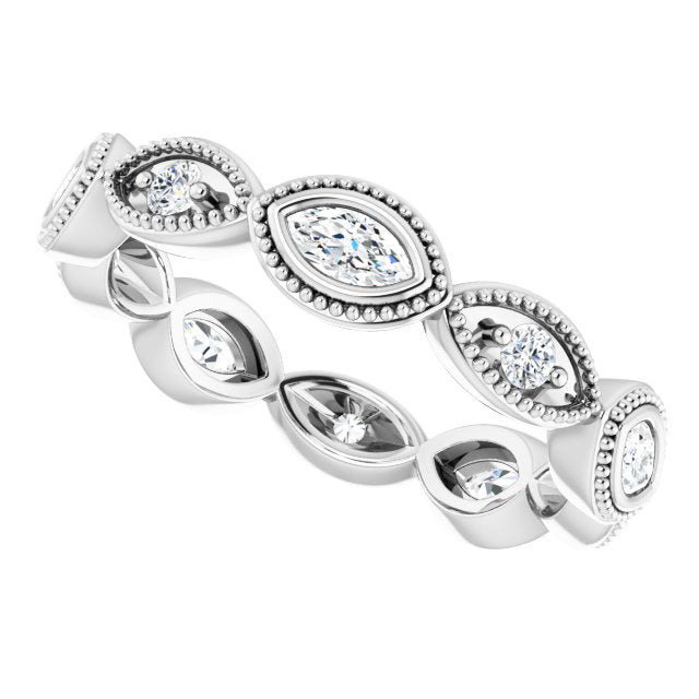 Vintage Inspired 0.75 ct. Marquise & Round Diamond Eternity Band-VIRABYANI